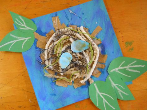 The Elementary Art Room!: Second Grade Art Spring Jokes, Bird Nests Art, Elementary Art Rooms, Nest Art, Spring Art Projects, Mixed Media Art Projects, Spring Crafts For Kids, Birds Nest, Bird Crafts