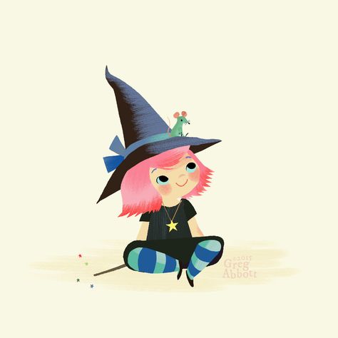 Greg Abbott Witch Character Art, Summer Witch, Drawing Children, Witches Cottage, Art For Children, Witch Drawing, Witch Wallpaper, Greg Abbott, Girl Character