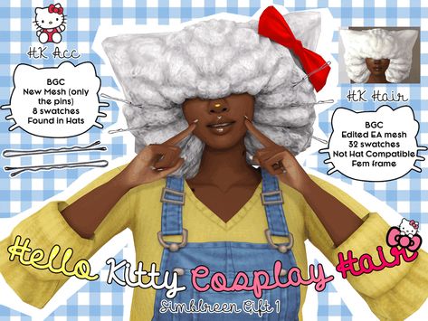 The Sims 4 Cc Unisex Hair, Sims 4 Unisex Hair Cc, Sims 4 Cc Cosplay, Sims 4 Cosplay Cc, Hello Kitty Cosplay, Sims Packs, Sims 4 Anime, Pelo Sims, The Sims 4 Packs