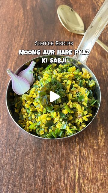 Spring Onion Recipes Indian, Onion Recipes Indian, Spring Onion Recipes, Moong Dal, Green Spring, Crushed Garlic, More Recipes, Spring Onion, Simple Recipes