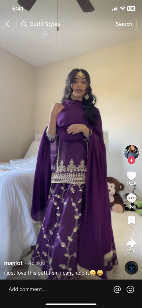 Purple Punjabi Suit, Punjabi Suits Party Wear, Desi Fits, Indian Outfits Lehenga, Punjabi Outfits, Purple Suits, Bridesmaid Colors, Dance Workout Videos, Punjabi Suit