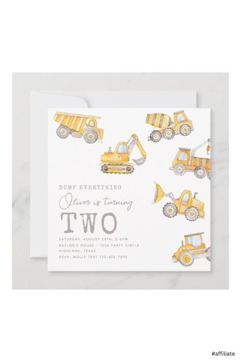 Construction 1st Birthday, Construction Party Invitations, Construction Invitations, Third Birthday Invitations, Construction Birthday Invitations, Construction Theme Birthday Party, Birthday Party Design, 1st Birthday Party Invitations, Construction Birthday Parties