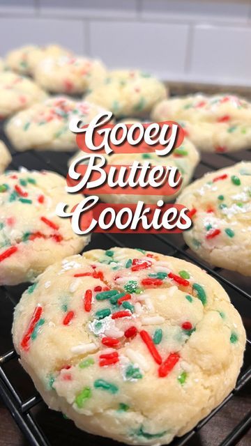 Ooy Gooy Butter Cookies, White Cake Mix Cookies, Christmas Butter, Angel Cookies, Gooey Butter Cookies, Gooey Butter, Gooey Cookies, Cream Cheese Cookies, Sprinkle Cookies