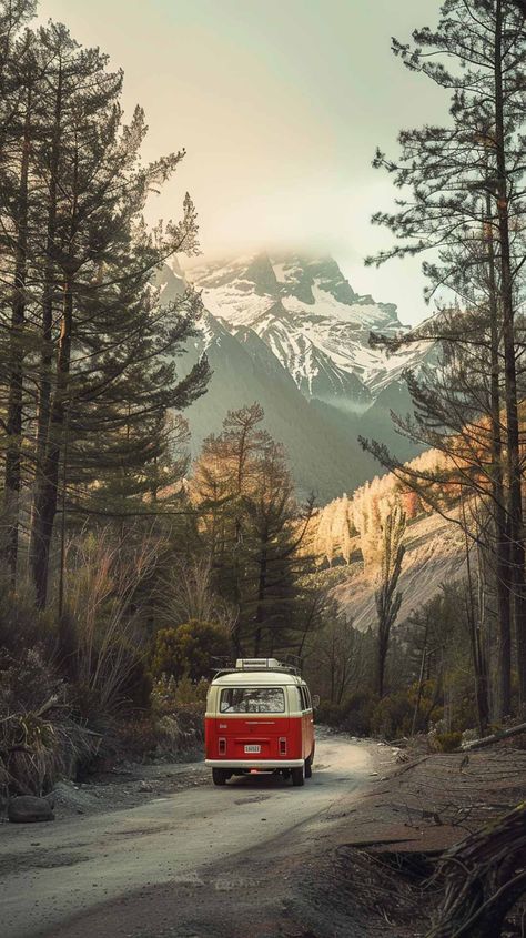 Heading towards the unknown #vanlife #RoadTrip #OnTheRoad #IntoTheUnknown #AdventureAwaits #JourneyBegins #ExploreNewHorizons Volkswagen Vintage, Country Backgrounds, Car Trip, Retro Campers, Vw T1, Marble Background, Make Pictures, Vw Van, Car Travel