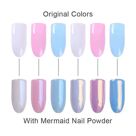 Mermaid Powder Dust Pearl Shell Glimmer Nail Art Pigment Shimmer Manicure Tips $0.99 #shimmer #nails Purple Pearl Nails, Mermaid Nail Powder, Shimmer Nails, Shell Mermaid, Mermaid Nail, Makeup Nails Designs, Glitter Manicure, Powder Manicure, Nail Effects