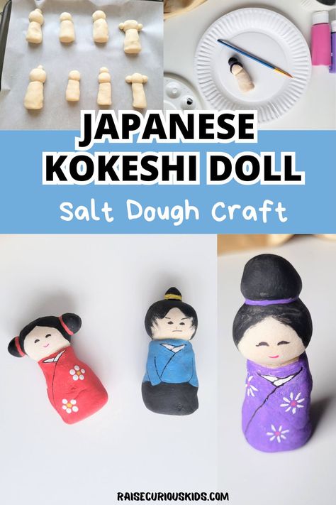 Japanese Kokeshi Doll Salt Dough Craft - Raise Curious Kids Japan Crafts For Kids, Japan Activities For Kids, Japan Activities, Japan For Kids, Library Makerspace, Summer Planning, Summer Lesson, Prek Crafts, Asian Crafts