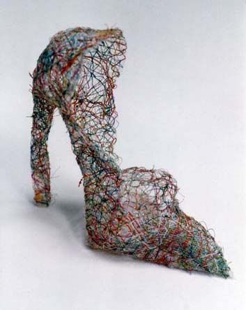 Jenni Dutton, sewn shoe Shoe Sculpture Art, Jenni Dutton, A Level Art Themes, Shoe Sculpture, Paper Shoes, A Level Textiles, Textiles Art, Mixed Media Textiles, Art Shoes