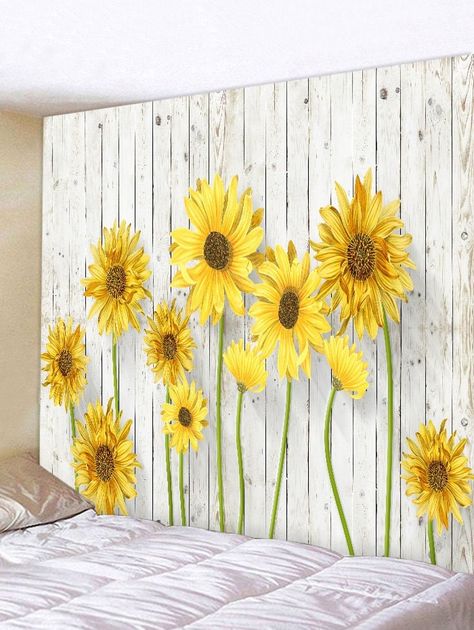 DressLily.com: Photo Gallery - Blooming Sunflower Pattern Wall Decor Tapestry Wall Decor Tapestry, Blooming Sunflower, Cheap Wall Tapestries, Flower Tapestry, Fence Art, Wooden Prints, Tapestry Wall Art, Tapestry Art, Sunflower Pattern