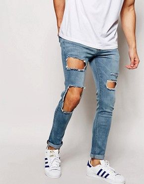 Men's jeans & denim | Skinny jeans, vintage & bootcut jeans | ASOS Mens Light Wash Jeans, Rip Jeans, Superenge Jeans, Flannel Lined Jeans, Asos Jeans, Ripped Jeans Men, Torn Jeans, Bootcut Jean, Lined Jeans