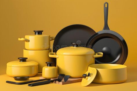 Yellow kitchen utensils set. Neural network AI generated stock images Yellow Kitchen Utensils, Yellow Kitchen Accessories, Drink Branding, Kitchen Utensils Set, Yellow Accessories, Utensils Set, Neural Network, Kitchen Utensil Set, Yellow Kitchen