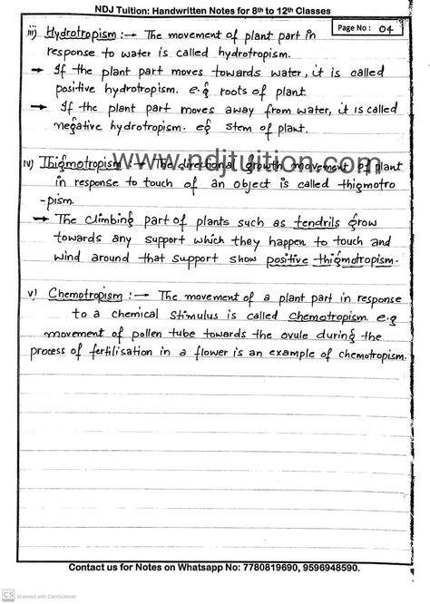 Control and Coordination Handwritten Notes for Class 10th Plant Hormones, Bio Notes, Plant Parts, Notes Life, Mid Term, Study Biology, Biology Facts, Chemical Substances, Class 9