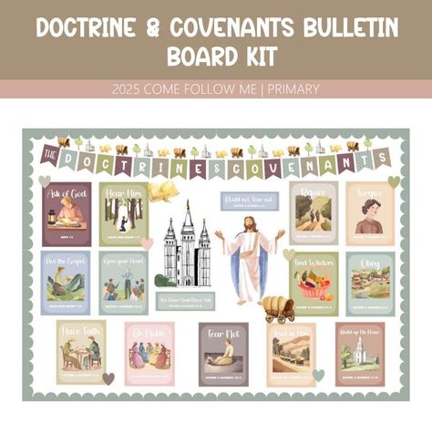 Doctrine and Covenants Bulletin Board, 2025 Come Follow Me, Primary/Nursery, Church of Jesus Christ of Latter Day Saints, Primary Decor by sunnieandsage on Etsy Lds Bulletin Board Ideas Ward, Primary Bulletin Board, Primary Secretary, Lds Baptism, Church Bulletin Boards, Doctrine And Covenants, Church Bulletin, Primary Lessons, Lds Primary