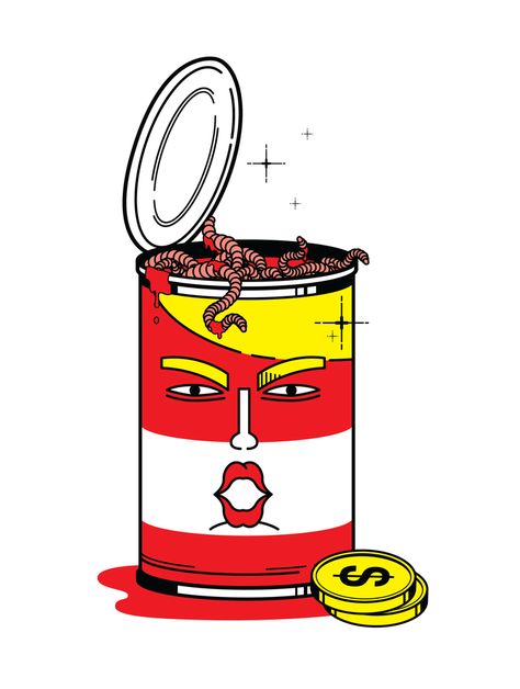 Can of Worms - Miyu Shirotsuka Worms Illustration, Foto Gif, Sketchbook Ideas, Poster Making, Art Project, Bart Simpson, Art Projects, Sketch Book, Illustrations