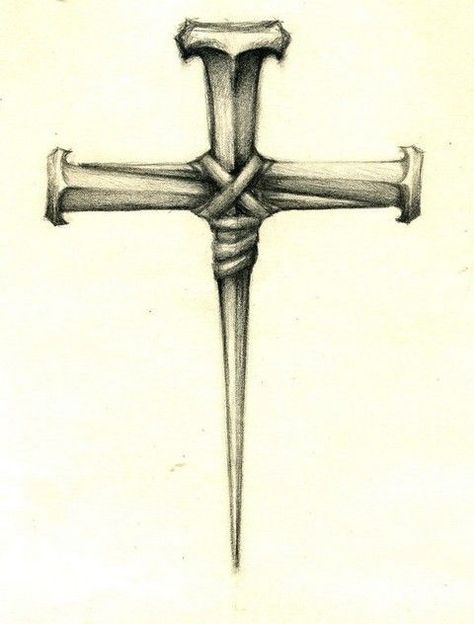 Christian Cross Tattoos, Crucifix Tattoo, Cross Drawing, Iron Nails, Celtic Cross Tattoos, Nail Cross, Cross Tattoo For Men, Cross Tattoos, Heart Tattoos