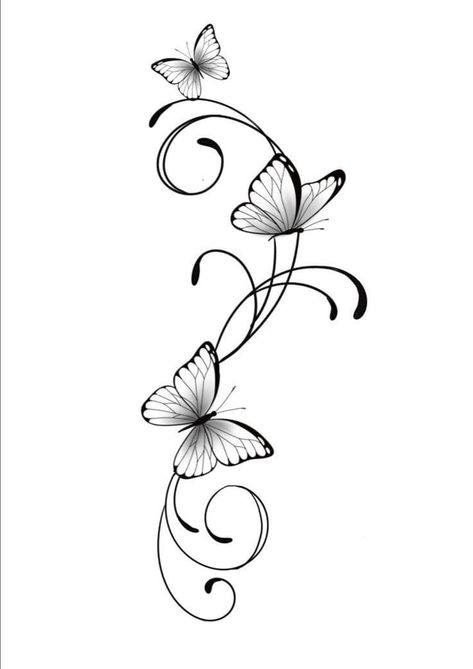 Line Art Butterfly Drawings, Swirly Tattoo, Feminine Thigh Tattoos, Luna Tattoo, Cute Owl Tattoo, Butterfly Tattoo Stencil, Cute Thigh Tattoos, Shoulder Sleeve Tattoos, Feminine Skull Tattoos