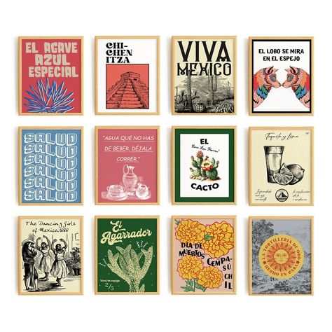 PRICES MAY VARY. 🌵 **Vibrant Mexican Aesthetic**: Transform your space with this set of 12 Colorful Cactus Wall Art size 8"x10", showcasing an authentic Mexican flair. These unframed artworks size bring the vivacity of Mexican culture into your living room, kitchen, or any space you choose. 💀 **Day of the Dead Celebration**: Embrace the spirit of Dia de los Muertos with our Day of the Dead decoration. Each piece pays homage to this cherished Mexican holiday, featuring intricate designs that ho Mexican Modern Art, Mexico Wall Art, Mexican Style Kitchen Decor, Mexican Room, Modern Mexican Decor, Modern Mexican Home Decor, Mexican Aesthetic, Walls Living Room, Colorful Cactus