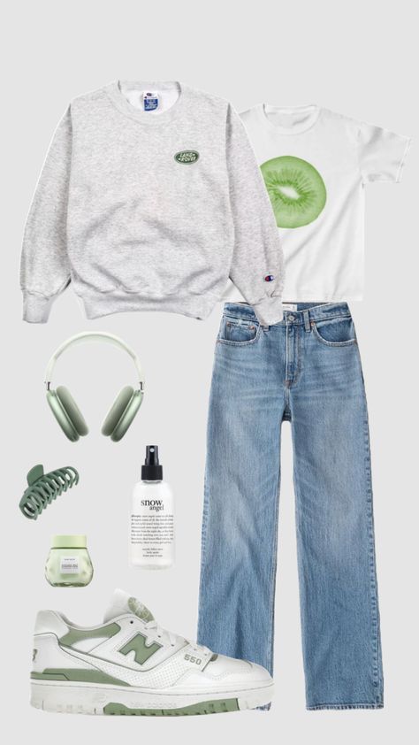 Outfit inspo #outfitinspo #vintage #beauty #vibes #outfit #fit #green #sage #kiwi #jeans #newbalance Vibes Outfit, Beauty Vibes, Green Sage, Outfit Layout, Streetwear Aesthetic, Outfit Inspiration Fall, Causual Outfits, Cute Everyday Outfits, Warm Outfits