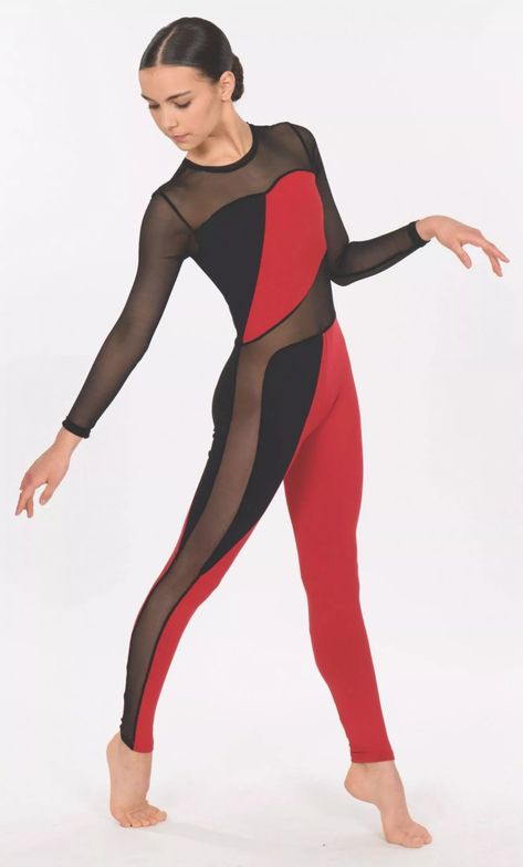 8-2975 SIPPIN’ - Artistic Dance Design Dance Costume Unitard, Catsuit Dance Costume, Black Jazz Dance Costumes, Black And Red Dance Costumes, Red Jazz Dance Costumes, Acro Dance Costumes, Dance Costumes Contemporary, Unitard Dance Costume, Acro Costumes