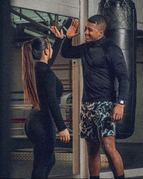 Black Couple Gym Goals, Couple Gym Aesthetic Black, Boxing Couple Goals, Boxing Couple Aesthetic, Couple Working Out Together Aesthetic, Gym Couple Black, Black Fit Couples Goals, Boxing Couple, Power Couple Goals