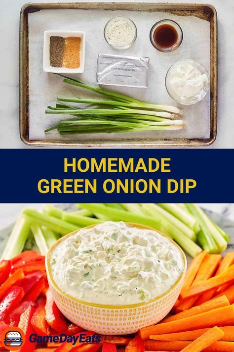 Indulge in the irresistible goodness of homemade green onion dip! Bursting with the vibrant flavors of fresh green onions and savory herbs, this creamy dip is the ultimate companion for your snacking moments. Whether paired with crispy potato chips, crackers, or fresh veggies, it's a delightful way to elevate your appetizer game. Get the easy recipe and find out how to make the best green onion dip with cream cheese and sour cream for your next game day festivities. Green Onion Dip Recipe, Green Onion Dip, Dip With Cream Cheese, Onion Dip Recipe, Party Dip Recipes, Quick Healthy Lunch, Party Dip, Homemade Crackers, Meat Appetizers