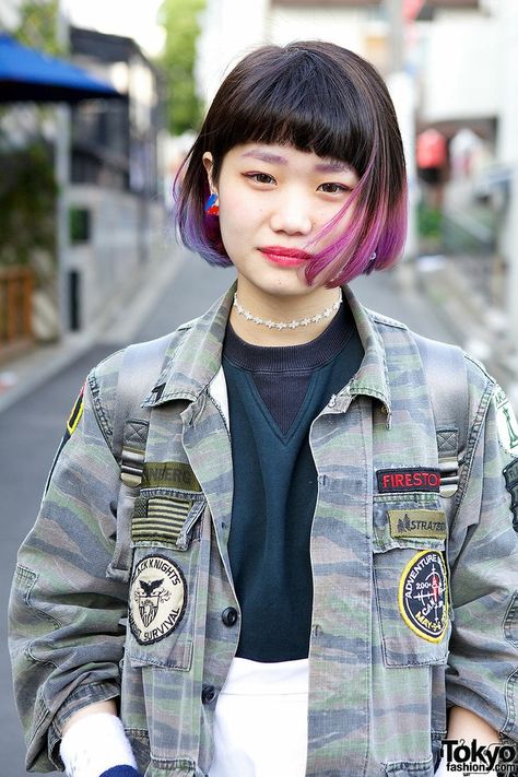 Tokyo Fashion - Imgur Asian Eyebrows, Dip Dye Shorts, Hair Color Asian, Purple Tips, Dip Dye Hair, Super Hair, 짧은 머리, Haircuts With Bangs, Rainbow Hair