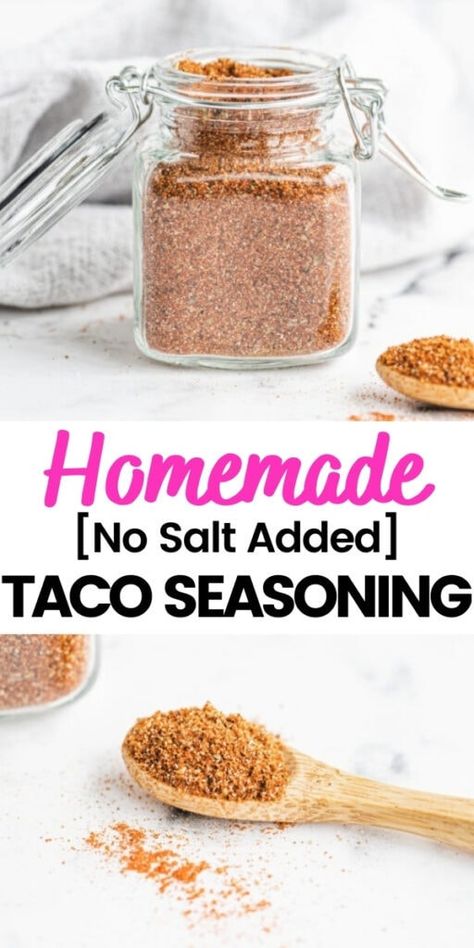 Salt Free Taco Seasoning, Taco Seasoning Recipes, Low Sodium Recipes Heart, Salt Free Recipes, Make Taco Seasoning, Heart Healthy Recipes Low Sodium, Low Salt Recipes, Homemade Taco Seasoning Recipe, Salt Free Seasoning