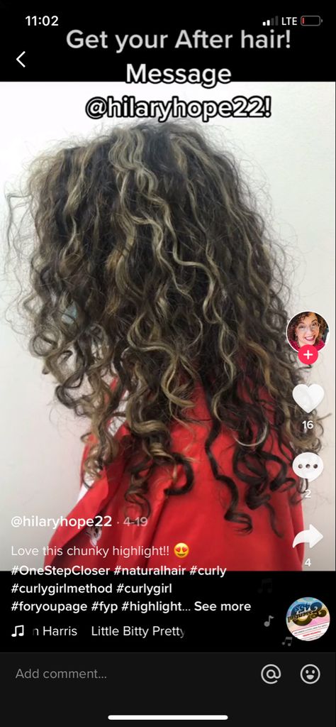 Chunky Highlights For Curly Hair, Chunky Highlights Curly Hair Curls, Y2k Highlights Curly Hair, Chunky Blonde Highlights On Curly Hair, Curly Hair With Chunky Highlights, Skunk Hair On Curly Hair, Blonde Underneath Brown Hair Curly, Skunk Hair Dye Curly Hair, Skunk Curly Hair