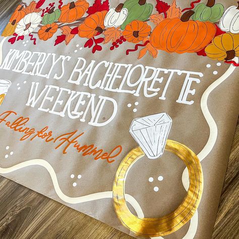 This banner is giving cozy fall vibes! 🍂🍁🥂💍 - - - *please do not replicate* #bachelorette #fall #fallvibes #art #cozy #sweaterweather #falldecor #banner #banners #butcherpaperbanner Painted Banner, Love Banner, Cozy Fall Vibes, Butcher Paper, Bachelorette Weekend, Cozy Fall, Please Do, Fall Vibes, Sweater Weather