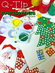 5 Free Printable Christmas themed Q-Tip Painting printables for preschoolers, including Santa Claus, Rudolph, Christmas tree, and an elf! Qtip Painting, Q Tip Painting, Christmas Units, Christmas Crafts For Kids To Make, Printables For Kids, Christmas School, Preschool Christmas, Q Tip, Free Christmas Printables