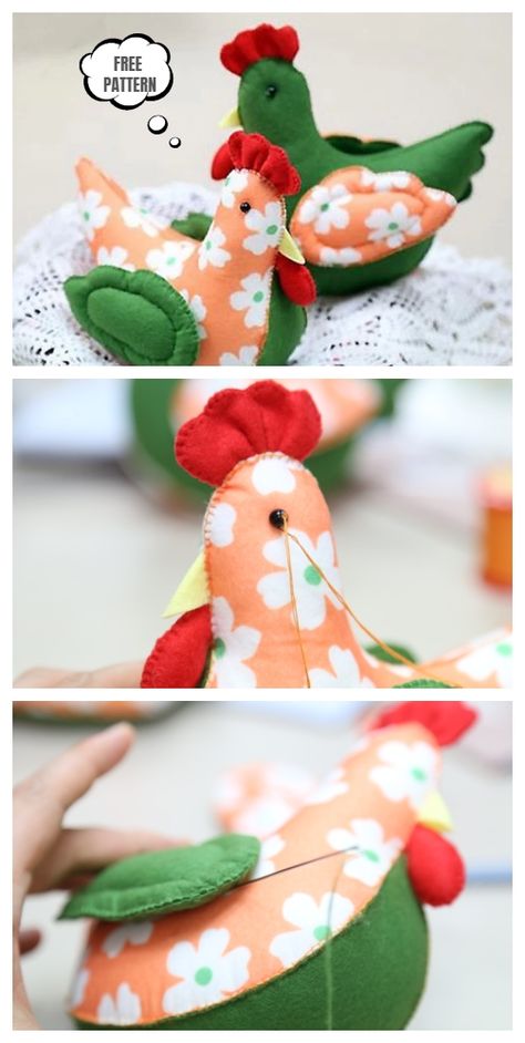 Chicken Sewing Patterns Free Printable, Chicken Patterns To Sew, Chicken Sewing Pattern Free, Chicken Plush Pattern, Chicken Pin Cushion Pattern Free, Fabric Chicken Pattern, Fabric Bunny Pattern Free, Chicken Pattern Free, Free Applique Patterns Templates