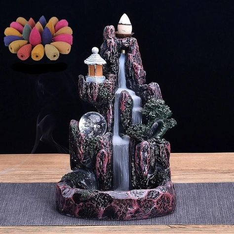 Waterfall Incense Burner, Kolam Air, Waterfall Incense, Backflow Incense Burner, Mountain Waterfall, Incense Burner Holder, Ceramic Incense Holder, Backflow Incense, Mountain River