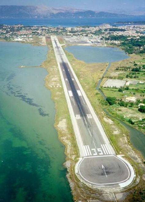 Corfu Airport, Pulau Tioman, Hotel Balcony, Landing Strip, Airport Runway, Corfu Town, Corfu Island, Greece Art, Airport Design