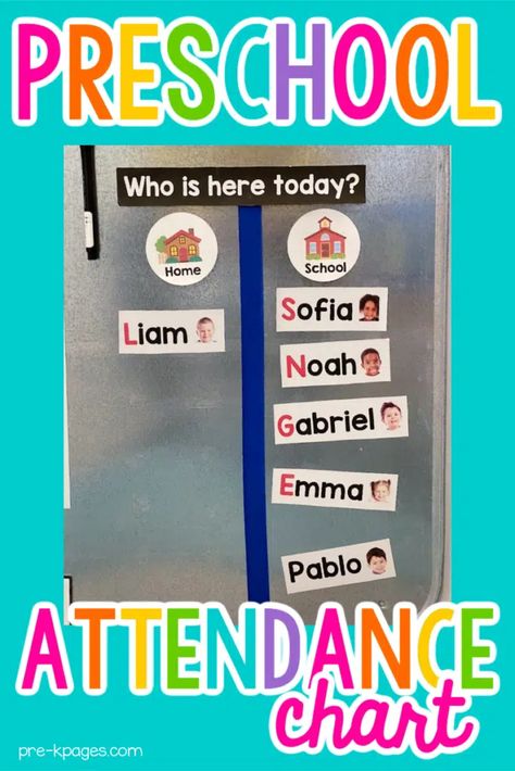 Pre K Focus Wall, Pre K Circle Time, Attendance Chart Preschool Ideas, Preschool Attendance Chart, Preschool Focus Wall, Classroom Attendance Chart, Time Activities For Preschool, Preschool Sign In, Name Activities Preschool