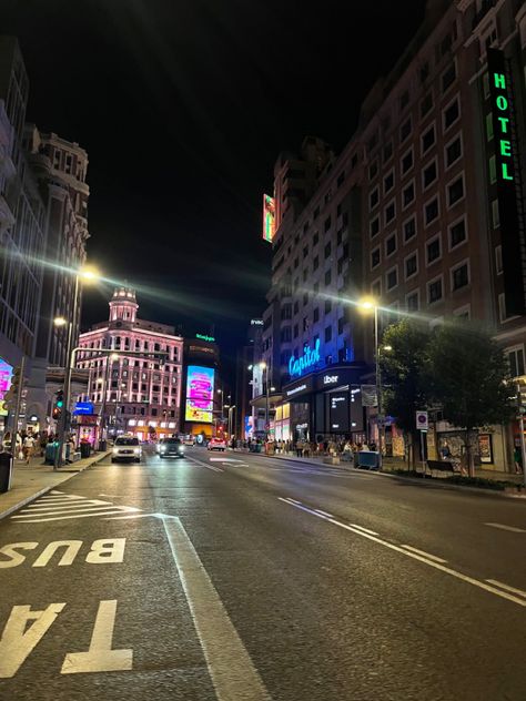 Spain at night nights street lights Madrid Barcelona nighttime Spain At Night, Barcelona Spain Aesthetic, Spain Aesthetics, Spain Aesthetic, Night City, Night Aesthetic, City Aesthetic, Madrid Spain, Barcelona Spain