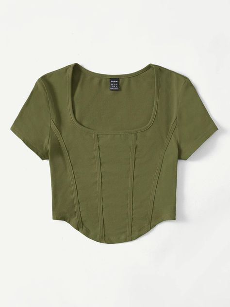 T Shirt Crop Top, Crop Top Shirts, Swimsuit Tops, Sleeve Detail, Green Fashion, Crop Tee, Cute Shirts, Fashion Online Shop, Online Fashion