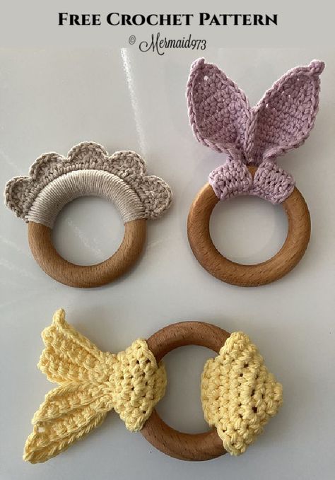 Fishy Fishy Teether Free Crochet Pattern Wooden Teether Pattern, Crochet Teething Ring Pattern Free, Baby Rattle Crochet Free Pattern, Crochet Baby Toys Free Pattern, Crochet Baby Teether, Diy Teething Ring, Crochet Rattle Pattern, Baby Ring Toy, Teething Ring Pattern