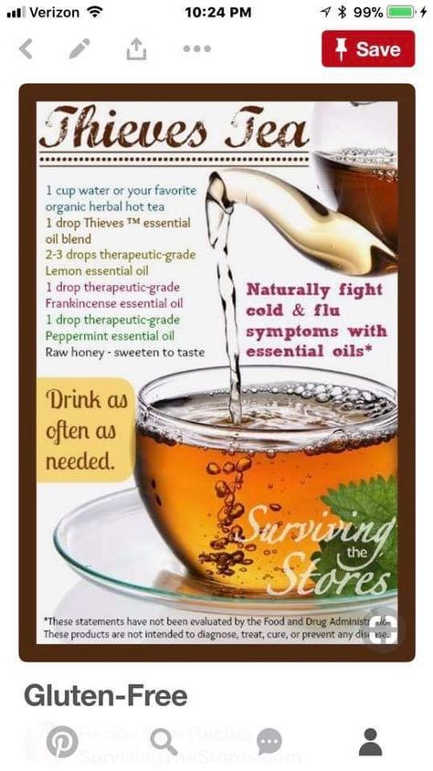 Thieves Tea, Essential Oils For Colds, Thieves Essential Oil, Healing Essential Oils, Essential Oil Remedy, Oil Remedies, Health Tea, Frankincense Essential Oil, Cold Remedies