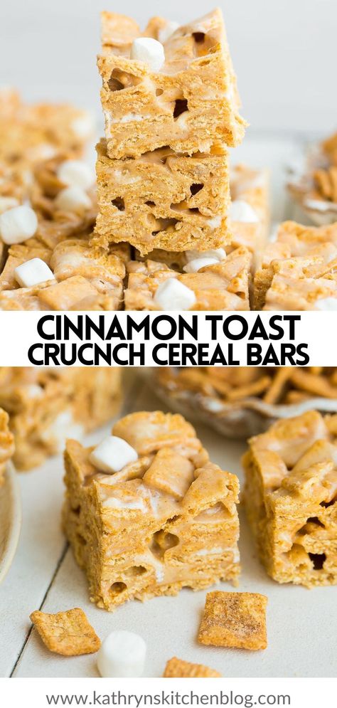 Cinnamon Toast Crunch Cereal Bar Recipe Easy Cinnamon Toast, Cereal Bar Recipe, Cinnamon Toast Crunch Bars, Cereal Treat Bars, Crunch Bars Recipe, Cinnamon Toast Crunch Cereal, Cereal Bars Recipes, Batch Recipes, Crunch Bars