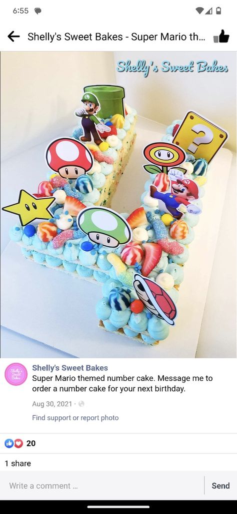 Super Mario Number Cake, Mario Birthday Cake, Super Mario Birthday, Numbers For Kids, Mario Birthday, Number Cakes, Mario Kart, Birthday Numbers, Super Mario