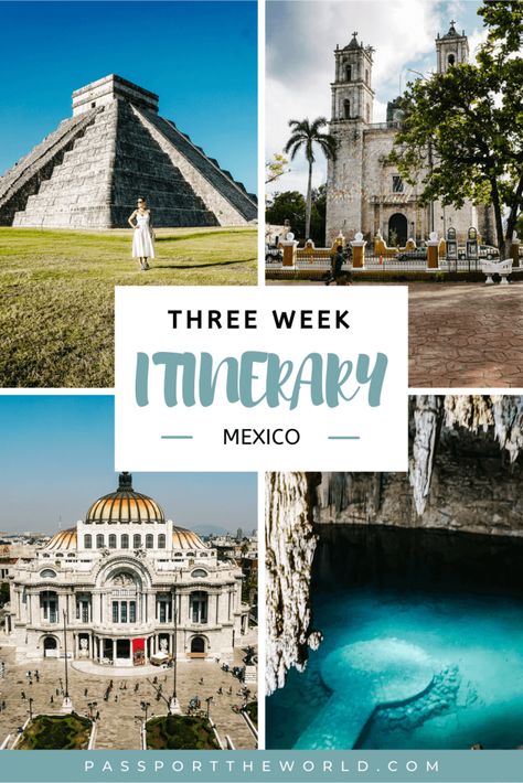 Three week itinerary Mexico | This is my Mexico travel guide with destinations, things to do, traveling time, transportation and tips for three weeks in Mexico Mexico City Travel Guide, Mexico Itinerary, Mexico City Travel, Mexico Travel Guides, Mexico Travel Destinations, Guatemala Travel, Yucatan Mexico, Yucatan Peninsula, Countries To Visit