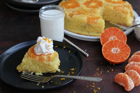 Tangerine Upside Down Cake, Medium Recipe, 8 Inch Cake, Box Cake Mix, Crumble Topping, Upside Down Cake, Whipped Topping, Round Cakes, Box Cake