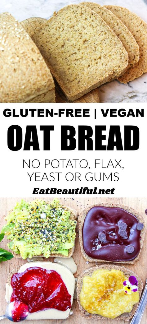 Gluten Free Vegan Oat Bread (Potato, Flax & Yeast Free) | Recipe | Gluten free yeast free bread, Gluten free yeast free, Best gluten free bread Gluten Free Vegan Bread No Yeast, Vegan And Gluten Free Bread Recipes, Gluten Free Vegan Baking Recipes, Vegan Yeast Free Bread, Oat Bread Vegan, Vegetarian Gluten Free Dairy Free Recipes, Vegan Oat Bread Gluten Free, Wheat Free Vegan Recipes, Vegan Grain Free Bread