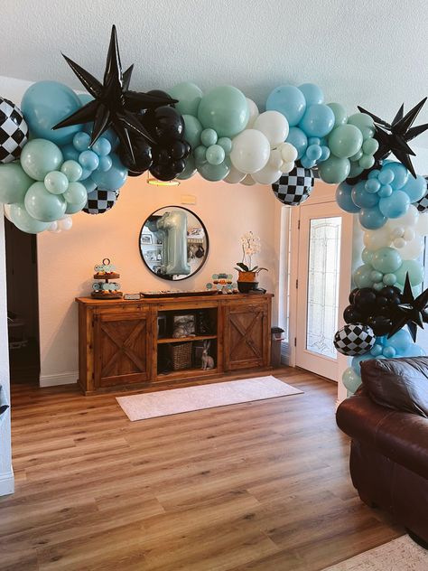 Blue One Happy Dude Birthday, One Happy Dude Blue Theme, One Happy Dude First Birthday Blue, One Happy Dude Balloon Arch, One Happy Dude Backdrop, One Happy Dude Blue, Smiley Birthday Theme, One Cool Dude First Birthday Party, One Cool Dude Birthday