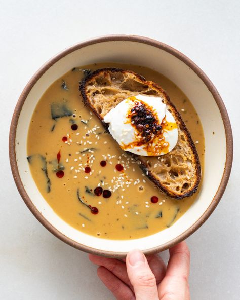 Miso Lentil Soup, Dollywood Cinnamon Bread, Justine Snacks, Justine Doiron, Asian Soups, Miso Soup Recipe, Parasite Cleanse, Poached Egg, Cinnamon Bread