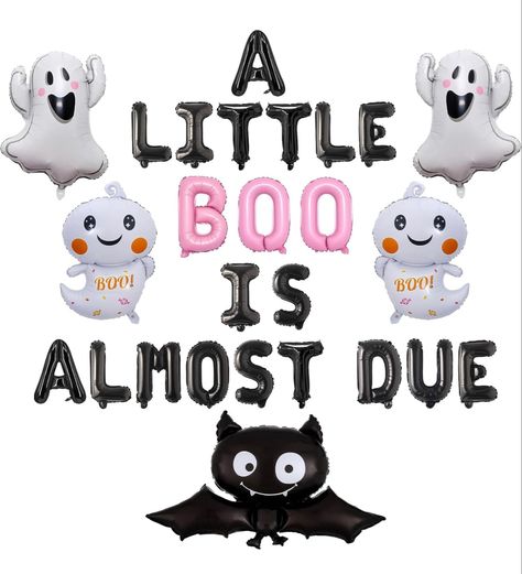 A Little Boo Is Almost Due Halloween October Baby Shower Decoration Ideas for Baby Girl Balloon Ghost, Bat Balloon, Little Boo Is Almost Due, Baby Gender Prediction, October Baby Showers, Halloween 1st Birthdays, Halloween Party Balloons, October Baby