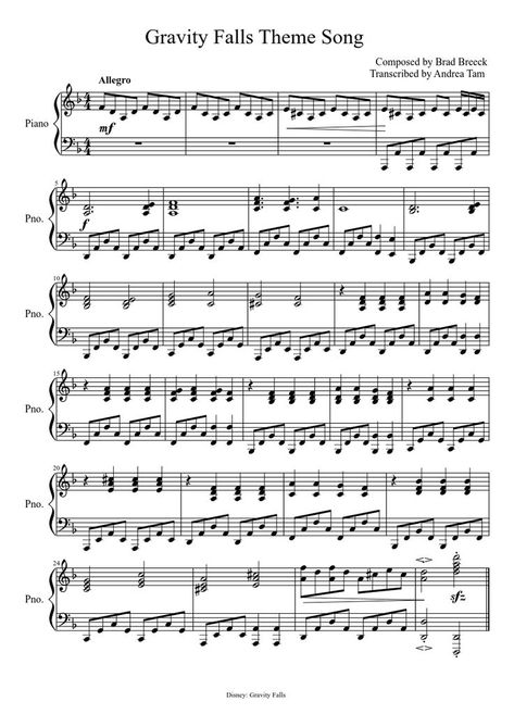 Gravity Falls Piano sheet Gravity Falls Theme Song, Piano Songs Sheet Music, Clarinet Sheet Music, Saxophone Music, Not Musik, Desenhos Gravity Falls, Song Sheet, Violin Sheet, Violin Sheet Music