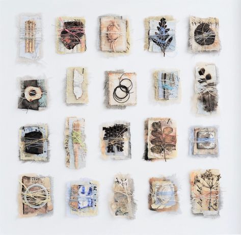 Shelly Rhodes Artist, Textile Collage Mixed Media, Shelly Rhodes Textiles, Found Object Art Assemblages Mixed Media, Shelley Rhodes Sketch Books, Shelley Rhodes Textiles, Layers Textiles, Kolage Art, Shelly Rhodes