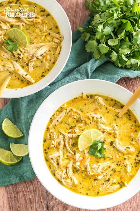 Thai Coconut Soup is full of sweet coconut, tangy lime and tender chicken. You'll love the bursts of sweet and savory flavor in this unique soup. #coconut #lime #chicken #soup #coconutlime #chickenrecipe #chickensoup #coconutsoup #rice Coconut Rice Soup, Chicken Coconut Milk Soup, Thai Coconut Curry Chicken Soup Easy Recipes, Thai Coconut Potsticker Soup, Browns Social House Thai Chicken Soup, Coconut Cream Soup, Thai Chicken Coconut Soup, Thai Chicken And Rice Soup, Curry Soup Recipes Coconut