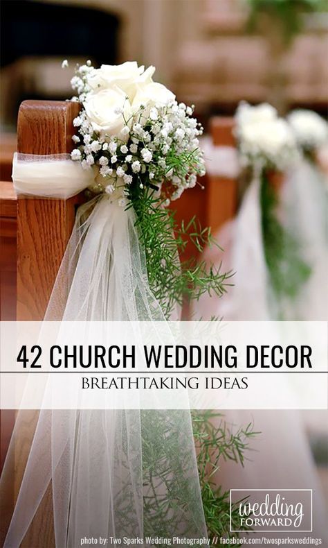 Church Marriage ceremony Decorations: Stunning Concepts For Each Model Check more at https://howcandothis.com/weddingideas/church-marriage-ceremony-decorations-stunning-concepts-for-each-model/ Church Wedding Decor, Church Wedding Decorations Aisle, Wedding Pew Decorations, Church Aisle Decorations, Wedding Cake Table Decorations, Wedding Venues Church, Wedding Ceremony Chairs, Wedding Church Decor, Pew Decorations