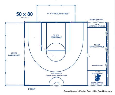 Half Court Basketball Barn Half Court Basketball, Barn Floor Plans, Backyard Basketball Court, Pole Barn Ideas, Backyard Court, Indoor Sports Court, Basketball Court Size, Home Basketball Court, Basketball Court Backyard